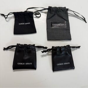 Giorgio Armani Black and Ermenegildo Zegna Gray Accessory Pouches Set of 4